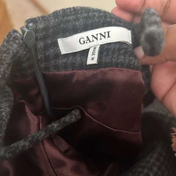 Ganni Woolside Wool Slip Dress Ebony Melange  size 34 NWOT - Picture 7 of 7